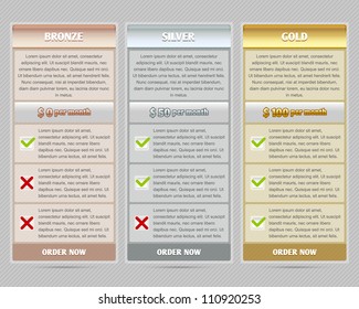 Easy customizable semitransparent subscription plan template elements