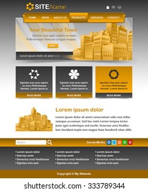 Easy customizable yellow ochre and dark grey website template layout