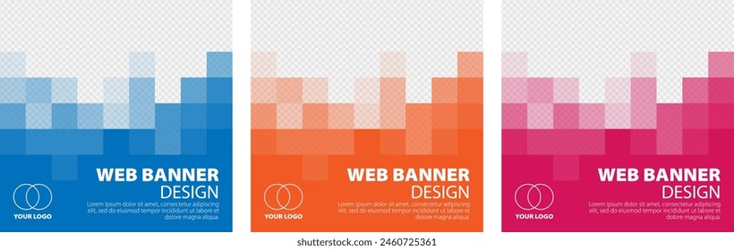 Easy to Customize Square Business Banners. Vector illustration with Space to add pictures. Suitable for social media post, instagram story and web ads.