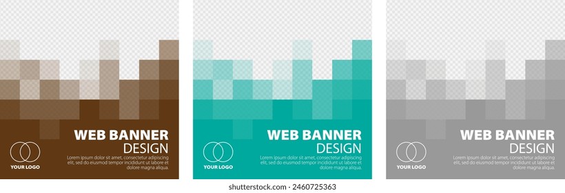 Easy to Customize Square Business Banners. Vector illustration with Space to add pictures. Suitable for social media post, instagram story and web ads.