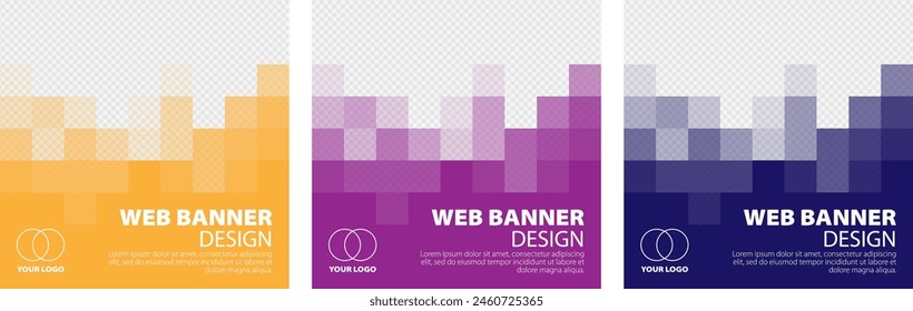 Easy to Customize Square Business Banners. Vector illustration with Space to add pictures. Suitable for social media post, instagram story and web ads.