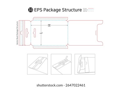 Easy cut hanger type folder bag. package Dieline. It is used in Easy Open packaging, cell phone protective film, and thin product packaging. Easy cut hanger type folder bag. 