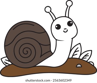 Easy Cute Snail Drawing for Kids And Toddlers vector, animal coloring pages