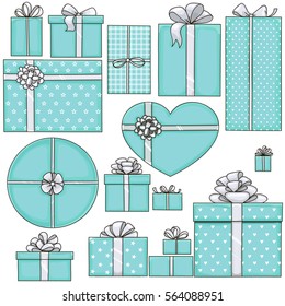 It is easy to design the composition of the boxes. Vector illustration. Drawn by hand. Isolated objects on a white background.