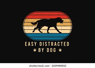 Easy distracted by dog, silhouette retro style