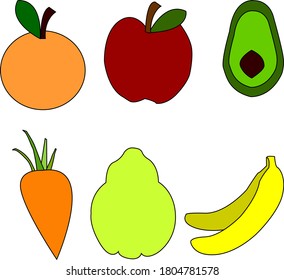 Colección de seis tipos de fruta de fácil extracción