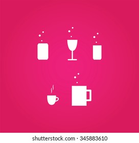 Easy drinks icon set. Drink menu.