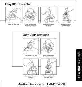 Easy DRIP Instruction Illustration For Coffee Bag