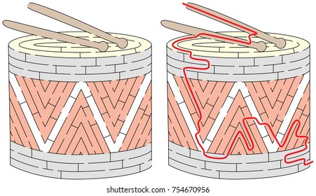 Easy drum maze for younger kids with a solution