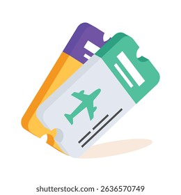 Easy to edit 2d icon of summer trip tickets