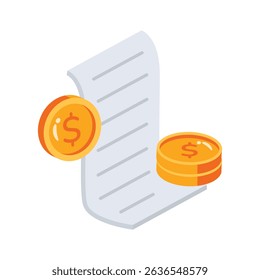 Easy to edit 2d icon of total bill receipt