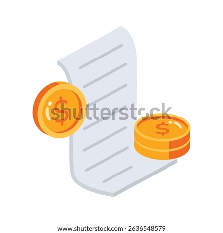 Easy to edit 2d icon of total bill receipt