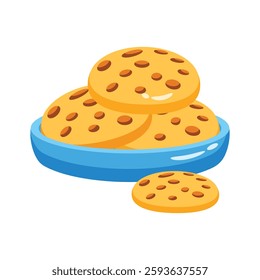 Easy to edit 3d style icon of chocolate cookies plate