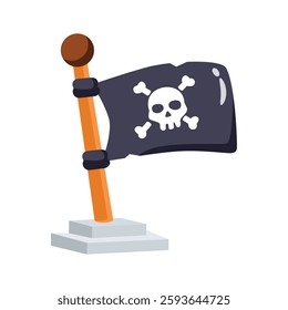 Easy to edit 3d style icon of skull pirate flag