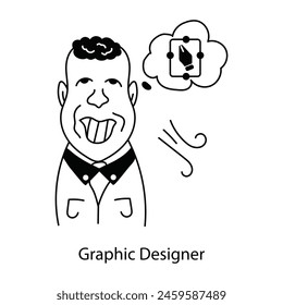 Easy to edit doodle avatar of a graphic designer 
