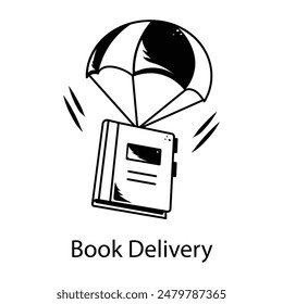 Easy to edit doodle icon of book delivery 