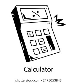 Easy to edit doodle icon of a calculator 