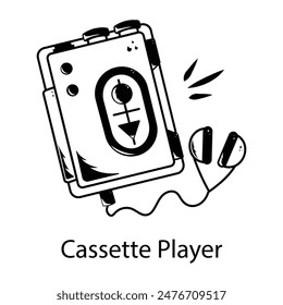 Easy to edit doodle icon of a cassette player 