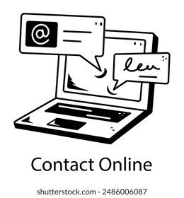 Easy to edit doodle icon of contact online 