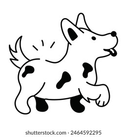 Easy to edit doodle icon of dog walking 