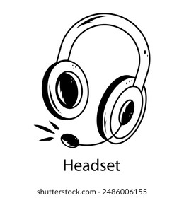 Easy to edit doodle icon of a headset 