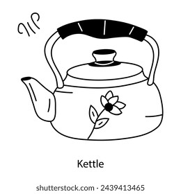 Easy to edit doodle icon of kettle 