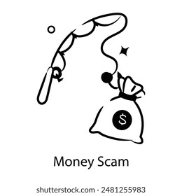 Easy to edit doodle icon of money scam 