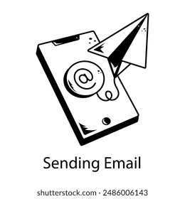 Einfach zu bearbeitendes Doodle-Symbol des Versendens von E-Mails 