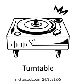Easy to edit doodle icon of a turntable 