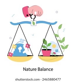 Easy to edit doodle mini illustration of nature balance 