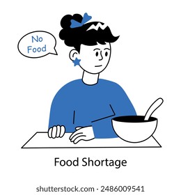 Fácil de editar doodle mini ilustración de la escasez de alimentos 