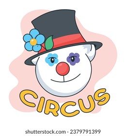 Fácil de editar pegatina de doodle de payaso de circo 