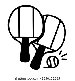 Ícone de estilo de desenho fácil de editar de ping pong.