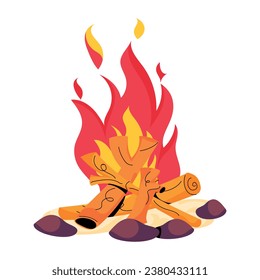 Easy to edit flat icon of bonfire 