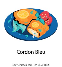 Easy to edit flat icon of cordon bleu