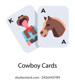 Easy to edit flat icon of cowboy cards 