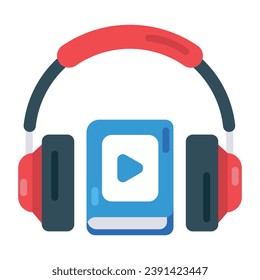 Easy to edit flat icon depicting audio course 