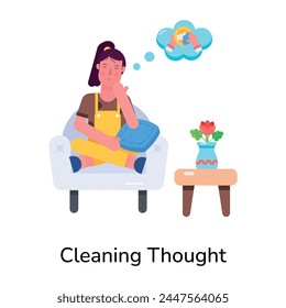 Easy to edit flat icon depicting cleaning thought 