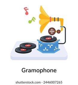 Icono plano de gramófono fácil de editar 