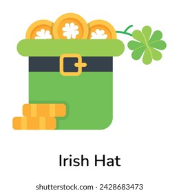 Easy to edit flat icon of irish hat 