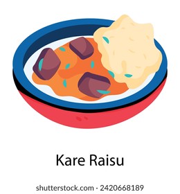 Easy to edit flat icon of kare raisu