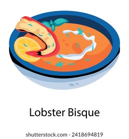 Easy to edit flat icon of lobster bisque