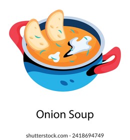 Easy to edit flat icon of onion soup 