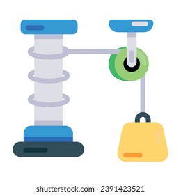 Easy to edit flat icon of pulley weight 