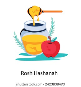 Easy to edit flat icon of rosh hashanah