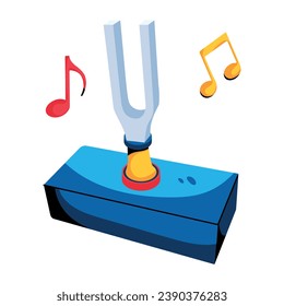 Easy to edit flat icon showing tuning fork 