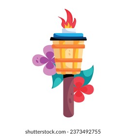 Easy to edit flat icon of tiki torch 