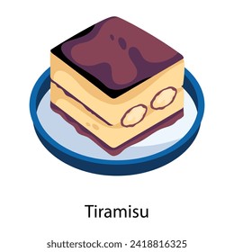 Easy to edit flat icon of tiramisu