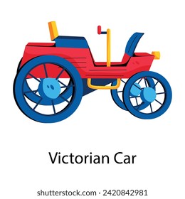 Easy to edit flat icon of a victorian car 