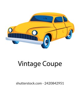 Easy to edit flat icon of a vintage coupe 